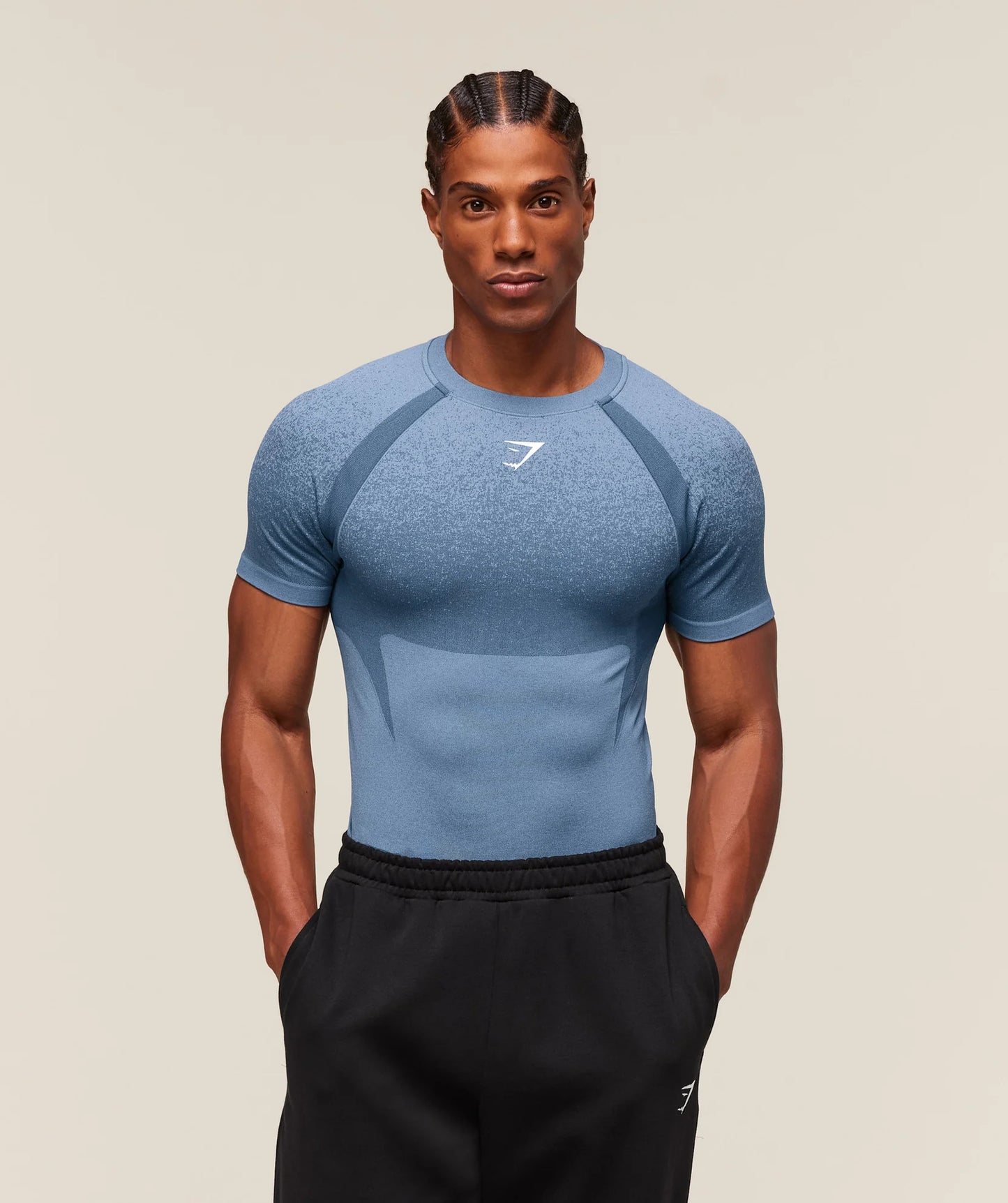 Gymshark Shadow Seamless T Shirt - Fadded blue