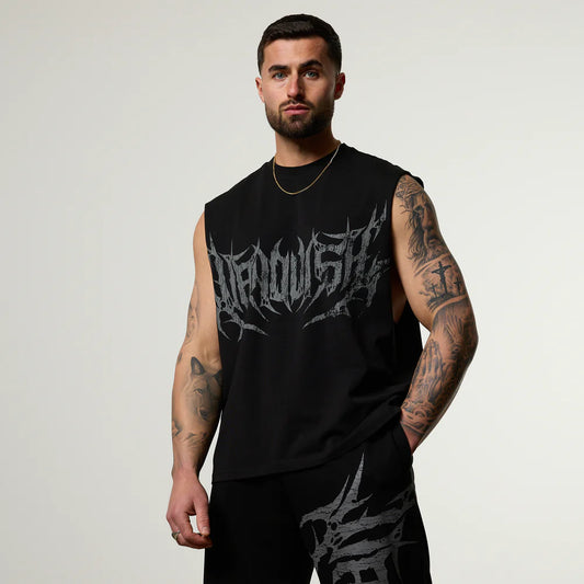 Vanquish Metal Black Cut Off Sleeveless T Shirt