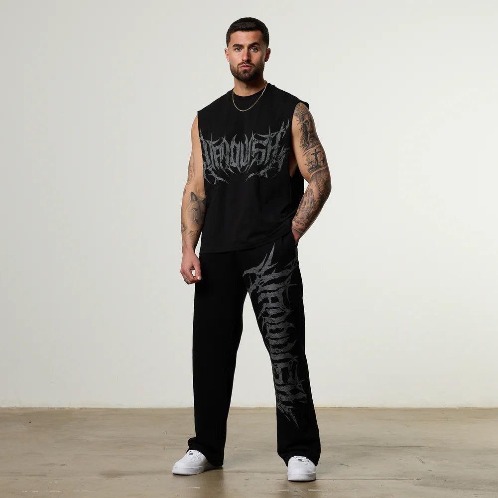 Vanquish Metal Black Cut Off Sleeveless T Shirt