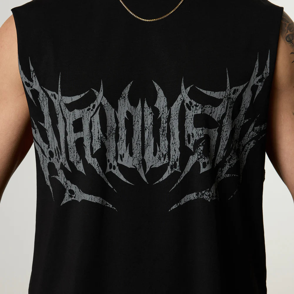 Vanquish Metal Black Cut Off Sleeveless T Shirt