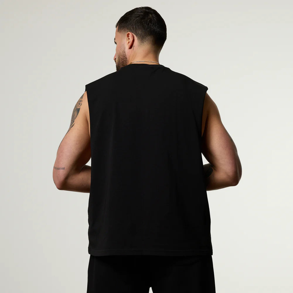 Vanquish Metal Black Cut Off Sleeveless T Shirt