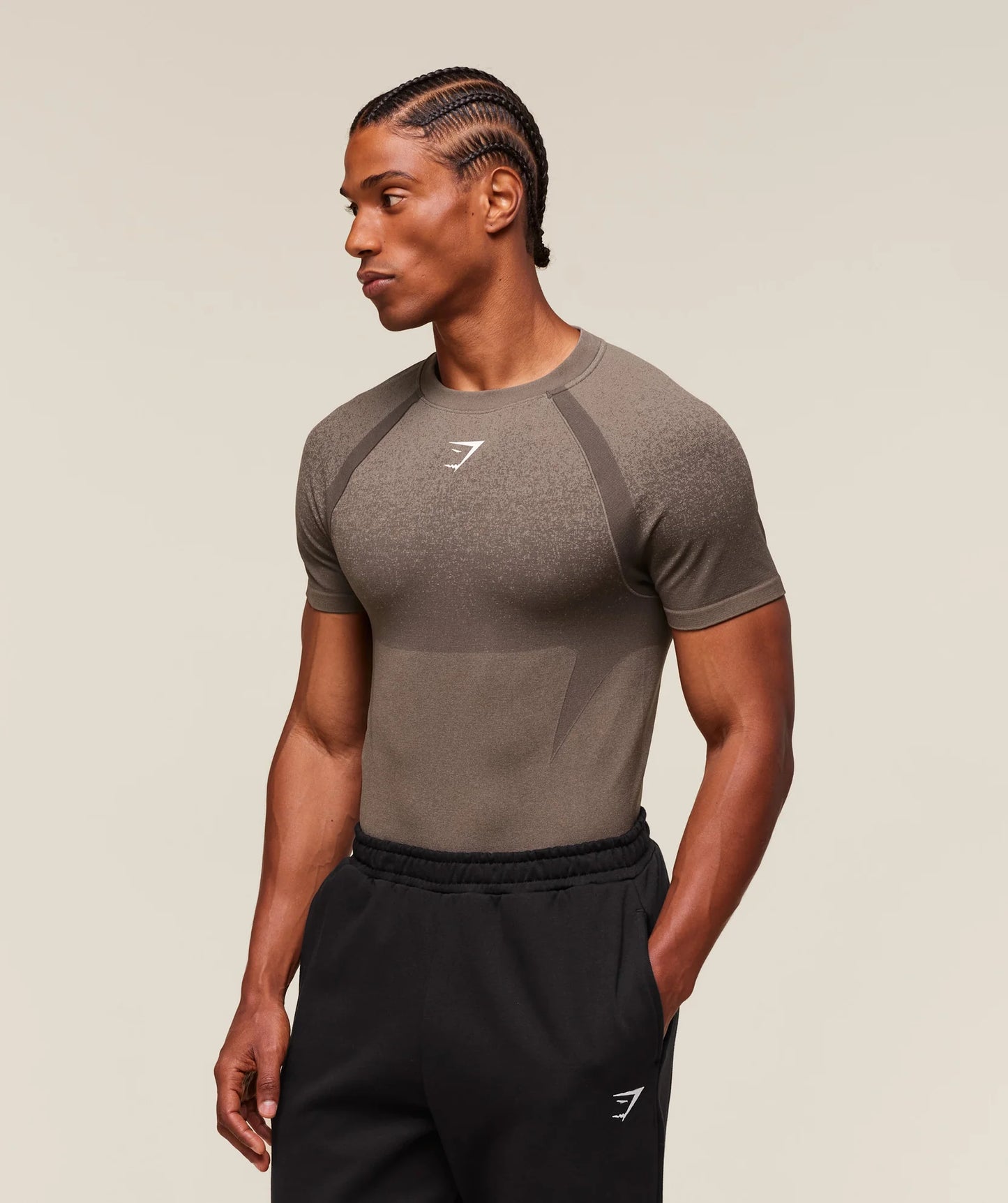Gymshark Shadow Seamless T Shirt - Camo Brown